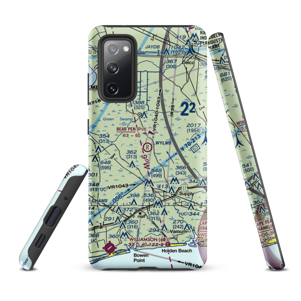 Bear Pen Airport (NC43) VFR Sectional Samsung Phone Case Samsung Galaxy S20 FE model shown