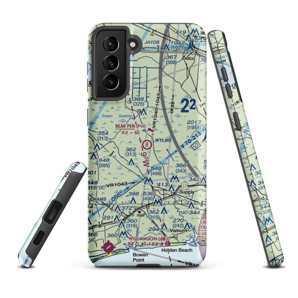 Bear Pen Airport (NC43) VFR Sectional Samsung Phone Case Samsung Galaxy S21 Plus model shown