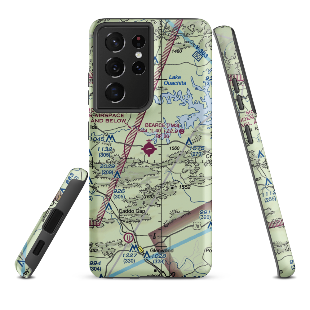 Bearce Airport (7M3) VFR Sectional Samsung Phone Case Samsung Galaxy S21 Plus model shown