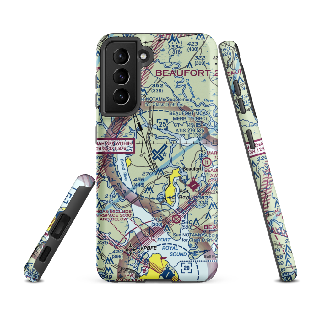 Beaufort MCAS - Merritt Field (NBC) VFR Sectional Samsung Phone Case Samsung Galaxy S21 FE model shown