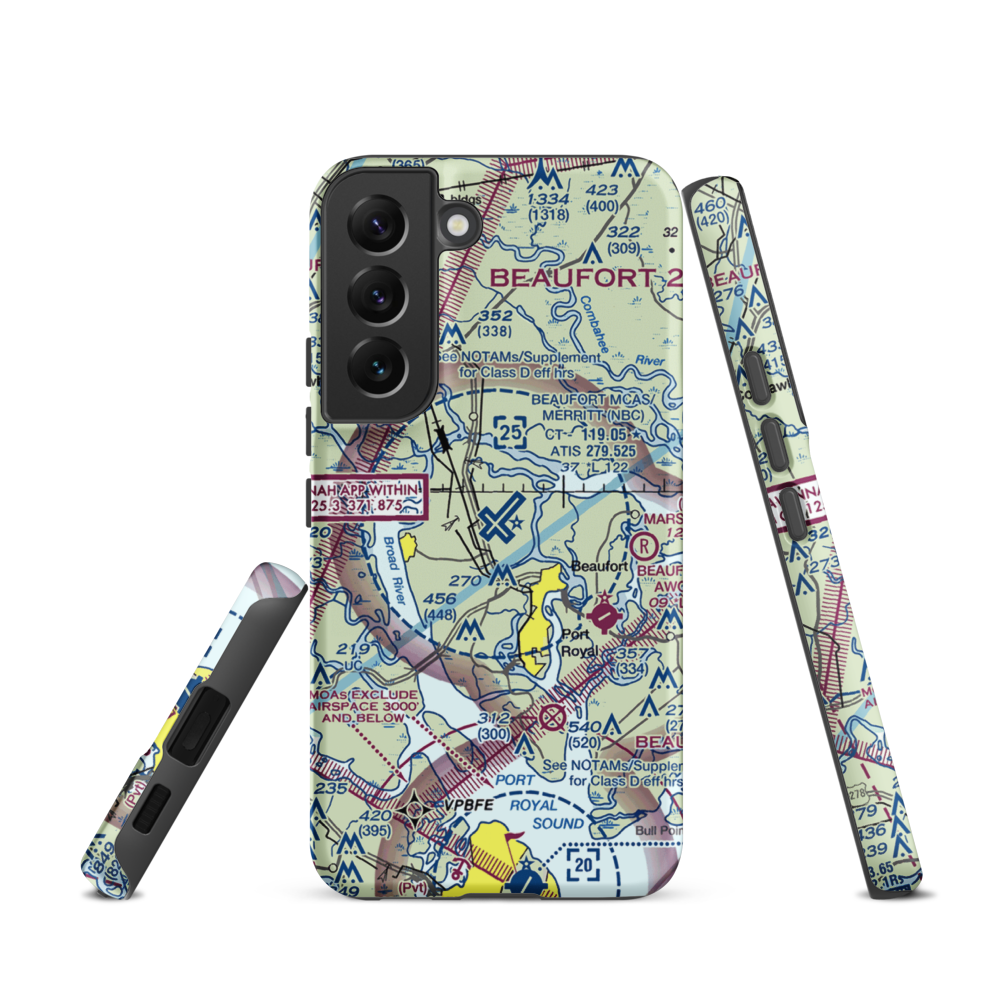 Beaufort MCAS - Merritt Field (NBC) VFR Sectional Samsung Phone Case Samsung Galaxy S22 model shown