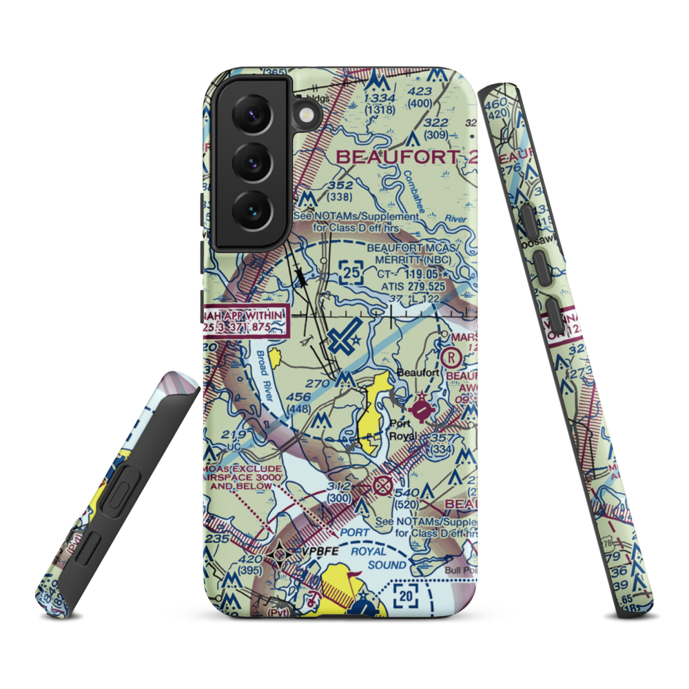Beaufort MCAS - Merritt Field (NBC) VFR Sectional Samsung Phone Case Samsung Galaxy S22 Plus model shown