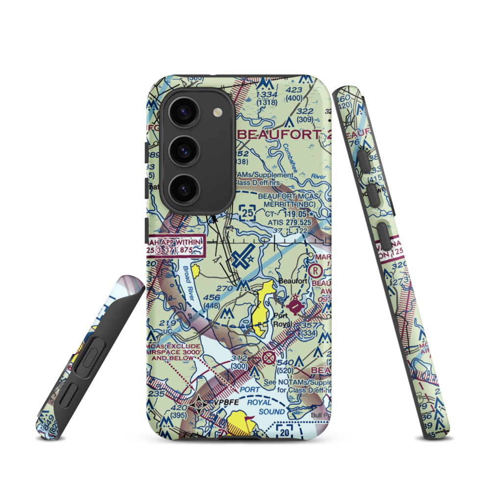 Beaufort MCAS - Merritt Field (NBC) VFR Sectional Samsung Phone Case Samsung Galaxy S23 model shown