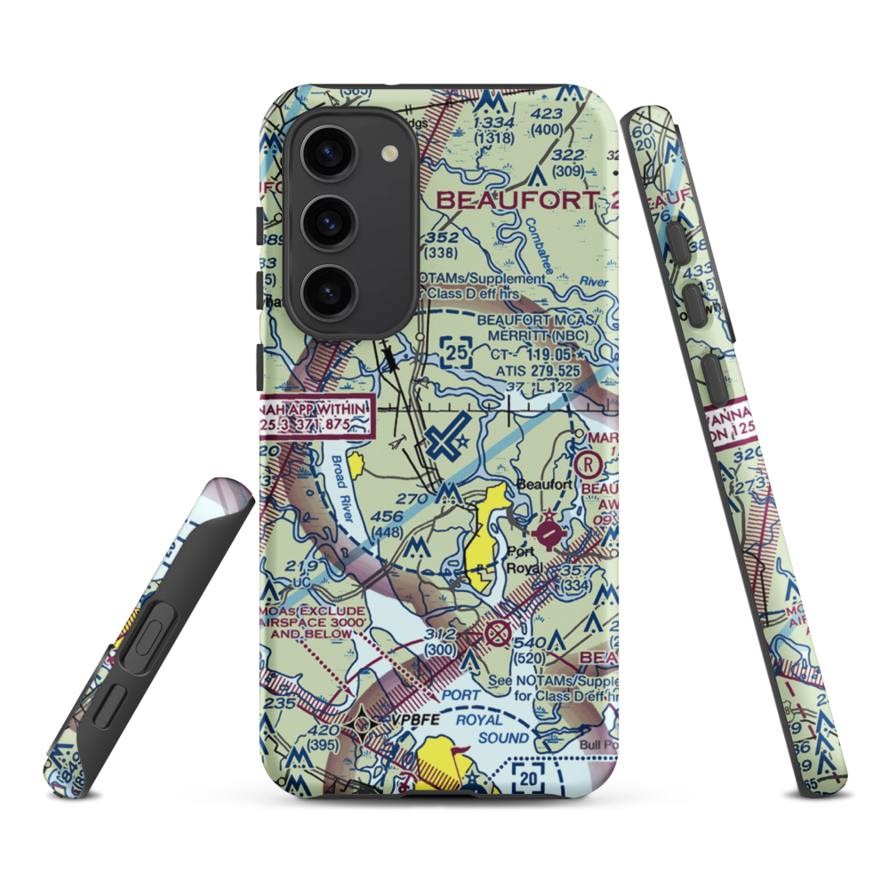 Beaufort MCAS - Merritt Field (NBC) VFR Sectional Samsung Phone Case Samsung Galaxy S23 Plus model shown