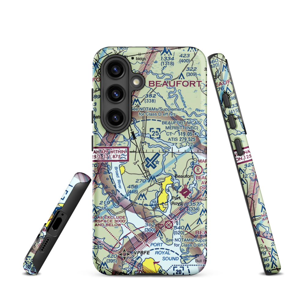 Beaufort MCAS - Merritt Field (NBC) VFR Sectional Samsung Phone Case Samsung Galaxy S24 model shown