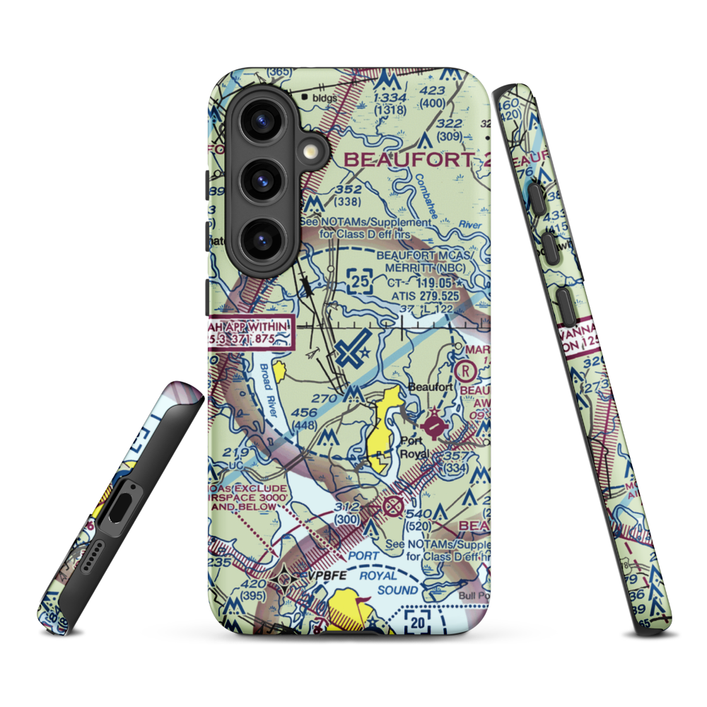 Beaufort MCAS - Merritt Field (NBC) VFR Sectional Samsung Phone Case Samsung Galaxy S24 Plus model shown