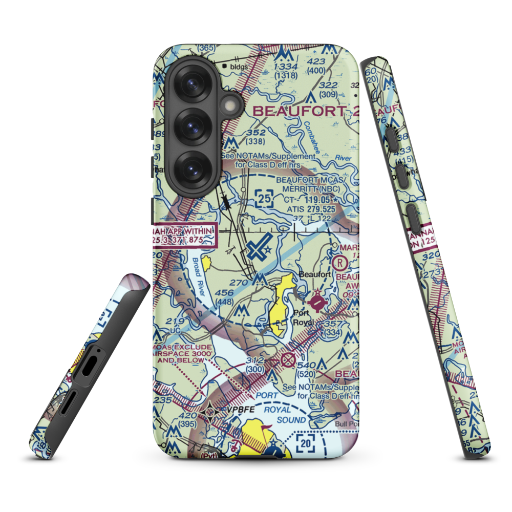 Beaufort MCAS - Merritt Field (NBC) VFR Sectional Samsung Phone Case Samsung Galaxy S25 Plus model shown