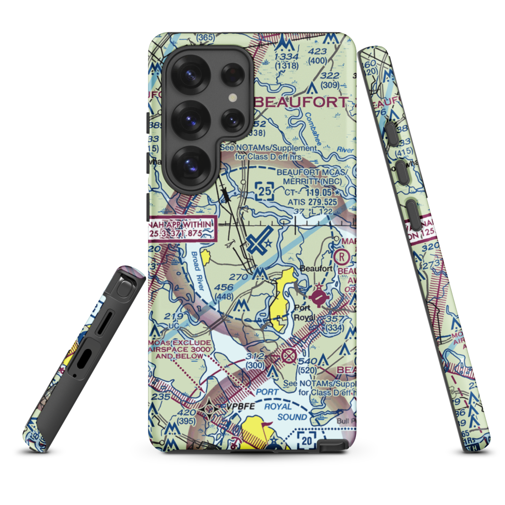 Beaufort MCAS - Merritt Field (NBC) VFR Sectional Samsung Phone Case Samsung Galaxy S25 Ultra model shown