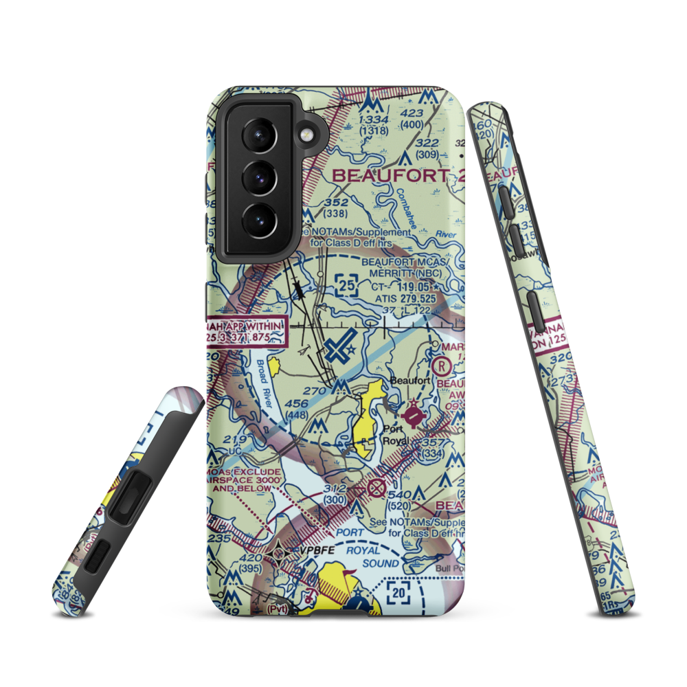 Beaufort MCAS - Merritt Field (NBC) VFR Sectional Samsung Phone Case Samsung Galaxy S21 model shown