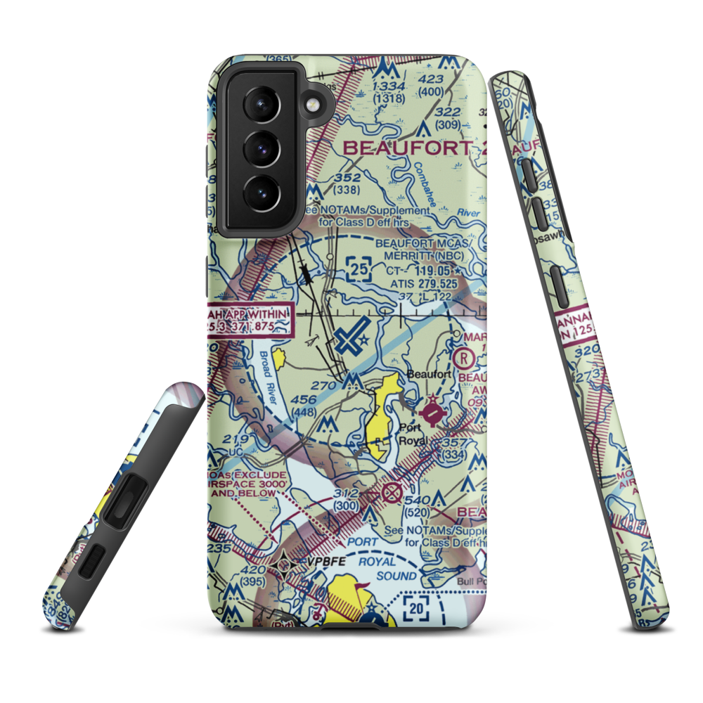 Beaufort MCAS - Merritt Field (NBC) VFR Sectional Samsung Phone Case Samsung Galaxy S21 FE model shown