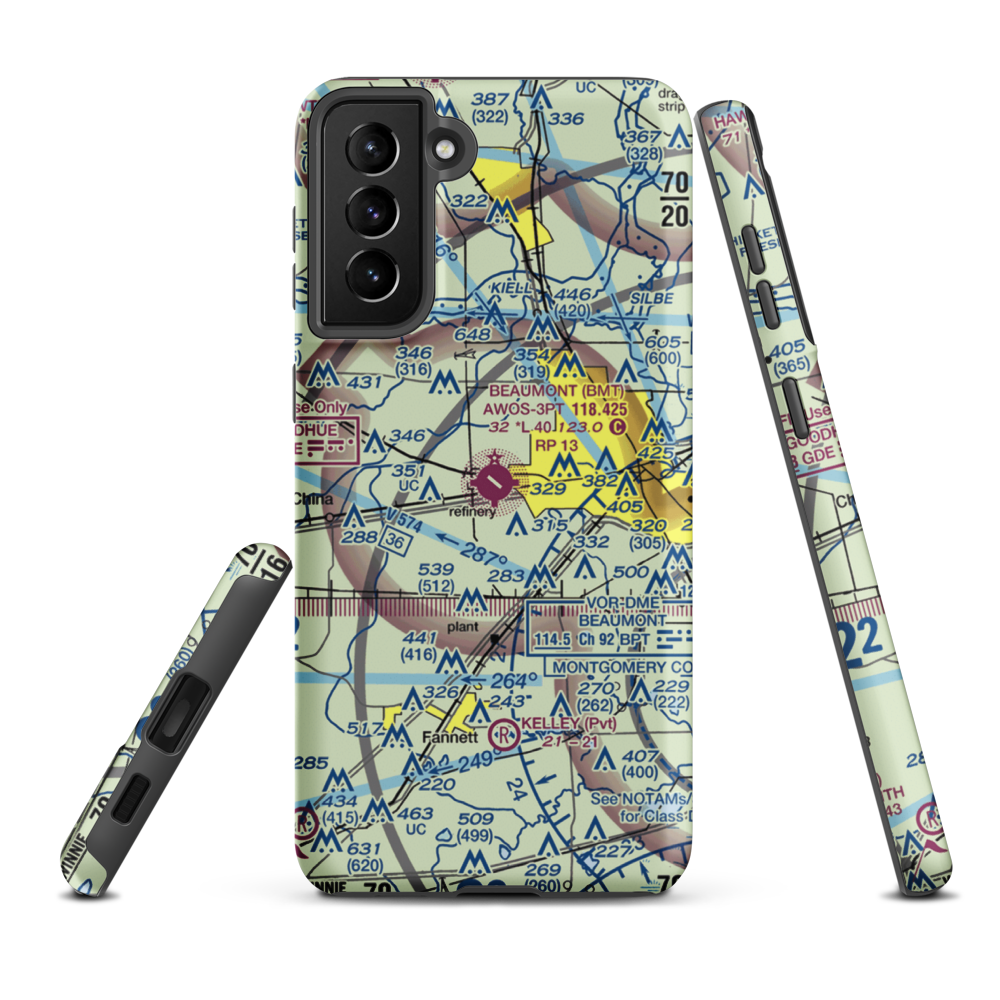 Beaumont Municipal Airport (BMT) VFR Sectional Samsung Phone Case Samsung Galaxy S21 FE model shown