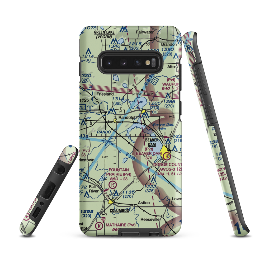 Beaver Dam Lake Seaplane Base (1WI5) VFR Sectional Samsung Phone Case Samsung Galaxy S10 Plus model shown