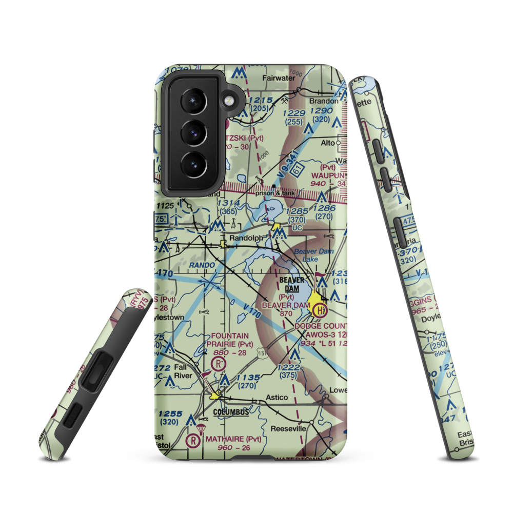 Beaver Dam Lake Seaplane Base (1WI5) VFR Sectional Samsung Phone Case Samsung Galaxy S21 model shown