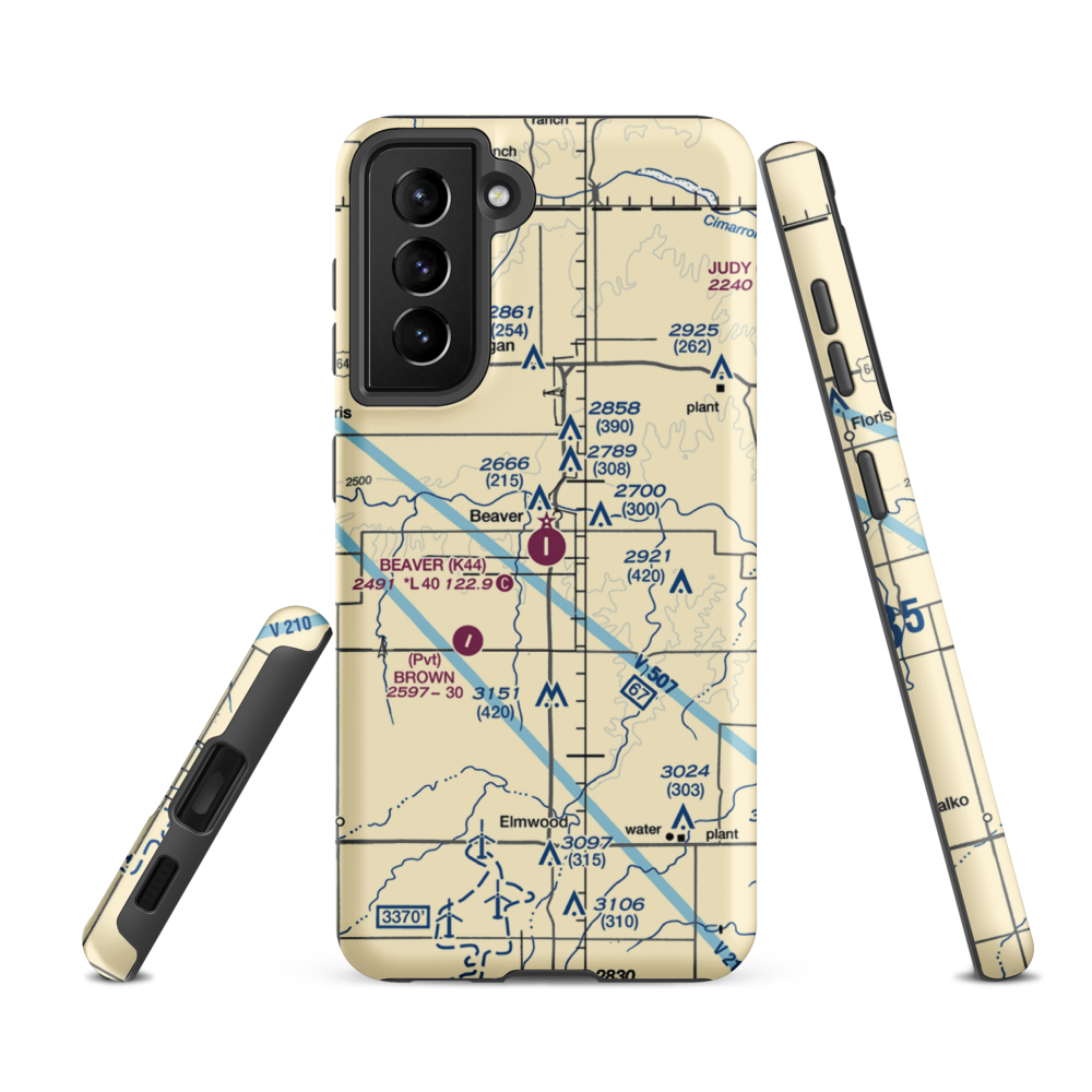 Beaver Municipal Airport (K44) VFR Sectional Samsung Phone Case Samsung Galaxy S21 FE model shown