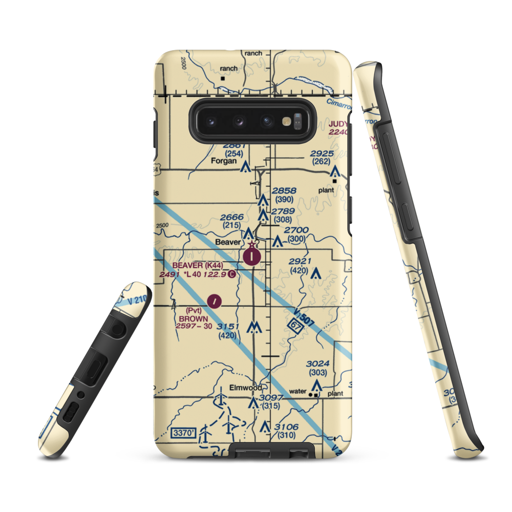 Beaver Municipal Airport (K44) VFR Sectional Samsung Phone Case Samsung Galaxy S10 Plus model shown