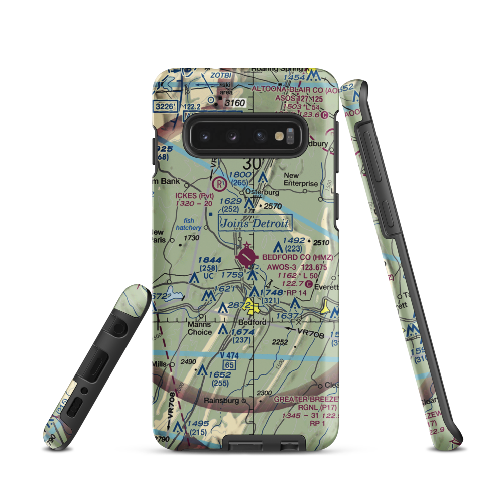 Bedford County Airport (HMZ) VFR Sectional Samsung Phone Case Samsung Galaxy S10 model shown