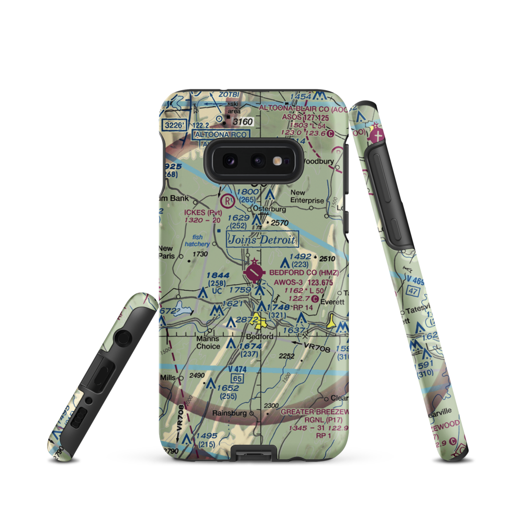 Bedford County Airport (HMZ) VFR Sectional Samsung Phone Case Samsung Galaxy S10e model shown
