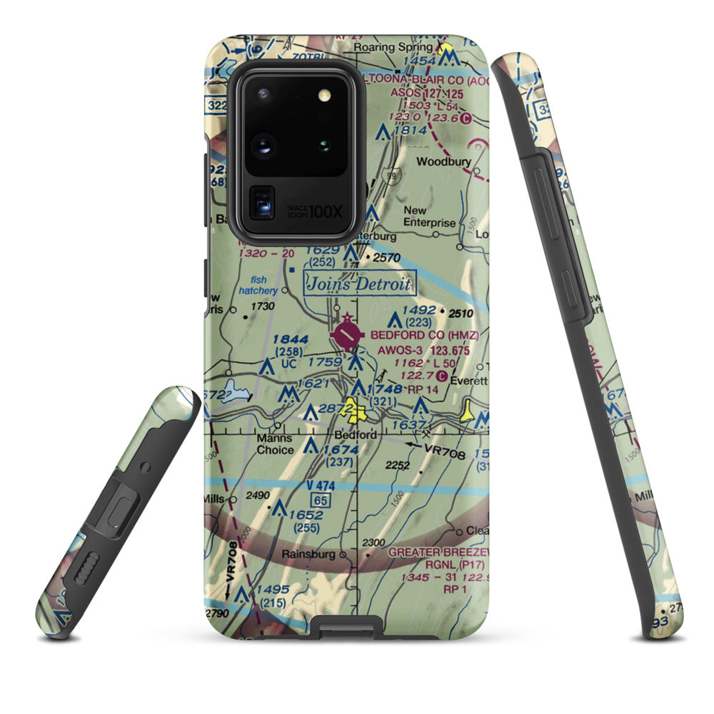 Bedford County Airport (HMZ) VFR Sectional Samsung Phone Case Samsung Galaxy S20 Ultra model shown
