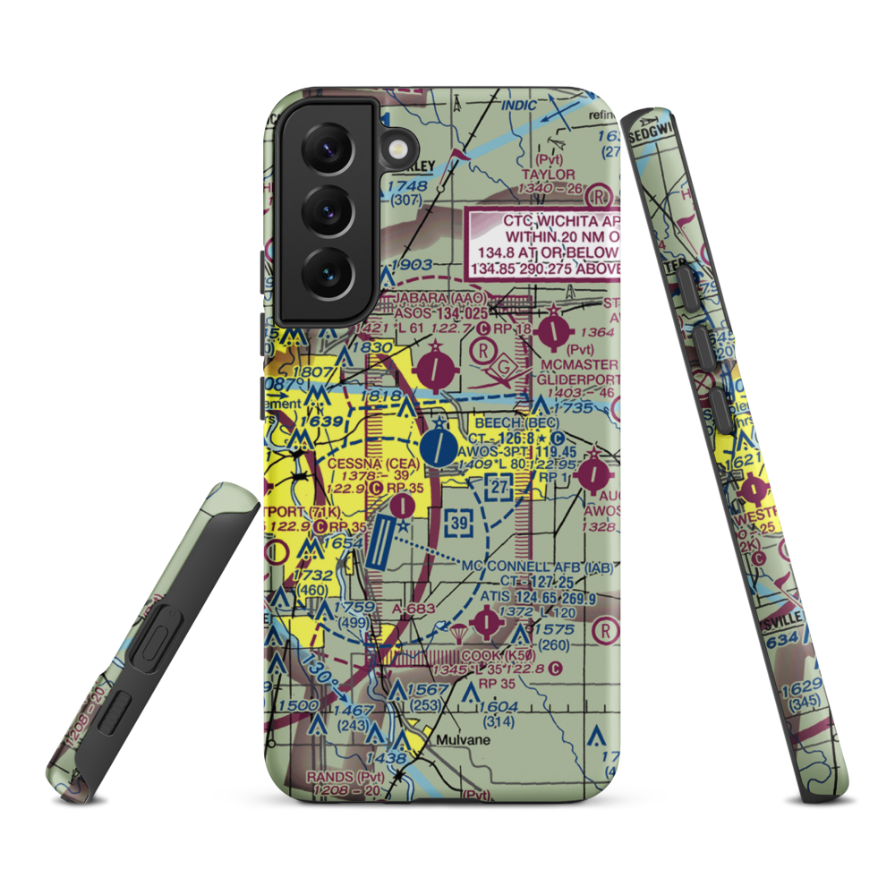 Beech Factory Airport (BEC) VFR Sectional Samsung Phone Case Samsung Galaxy S22 Plus model shown