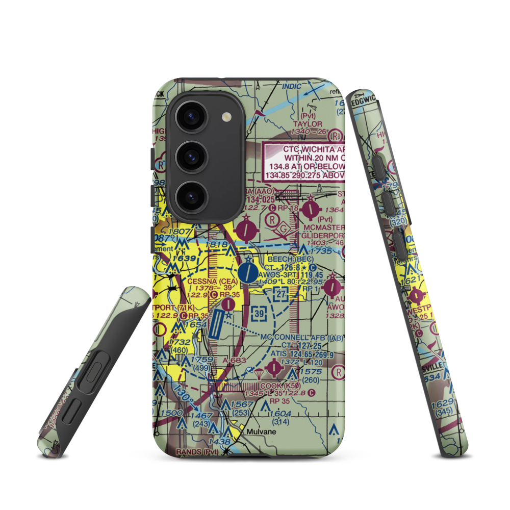 Beech Factory Airport (BEC) VFR Sectional Samsung Phone Case Samsung Galaxy S23 model shown