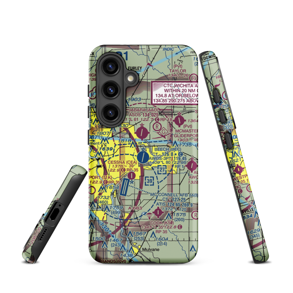 Beech Factory Airport (BEC) VFR Sectional Samsung Phone Case Samsung Galaxy S24 model shown