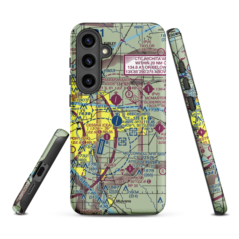 Beech Factory Airport (BEC) VFR Sectional Samsung Phone Case Samsung Galaxy S24 Plus model shown