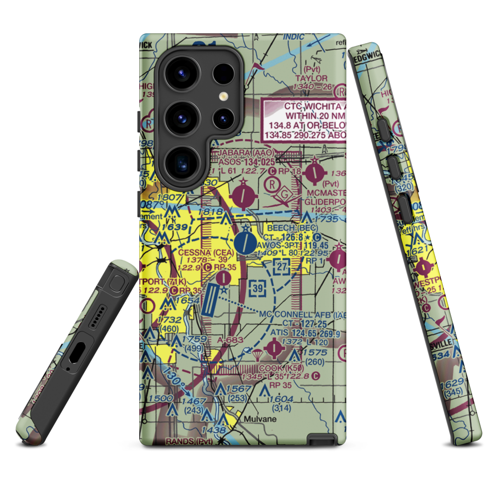 Beech Factory Airport (BEC) VFR Sectional Samsung Phone Case Samsung Galaxy S24 Ultra model shown