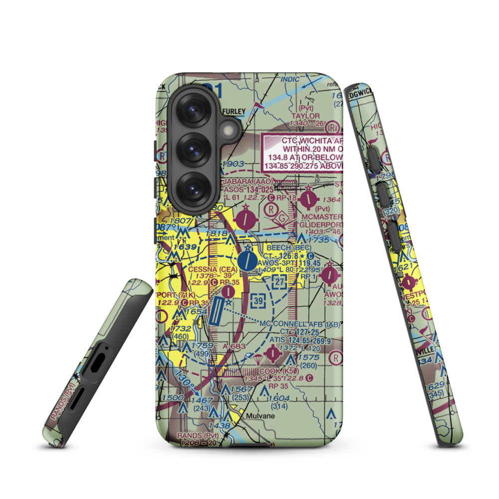 Beech Factory Airport (BEC) VFR Sectional Samsung Phone Case Samsung Galaxy S25 model shown
