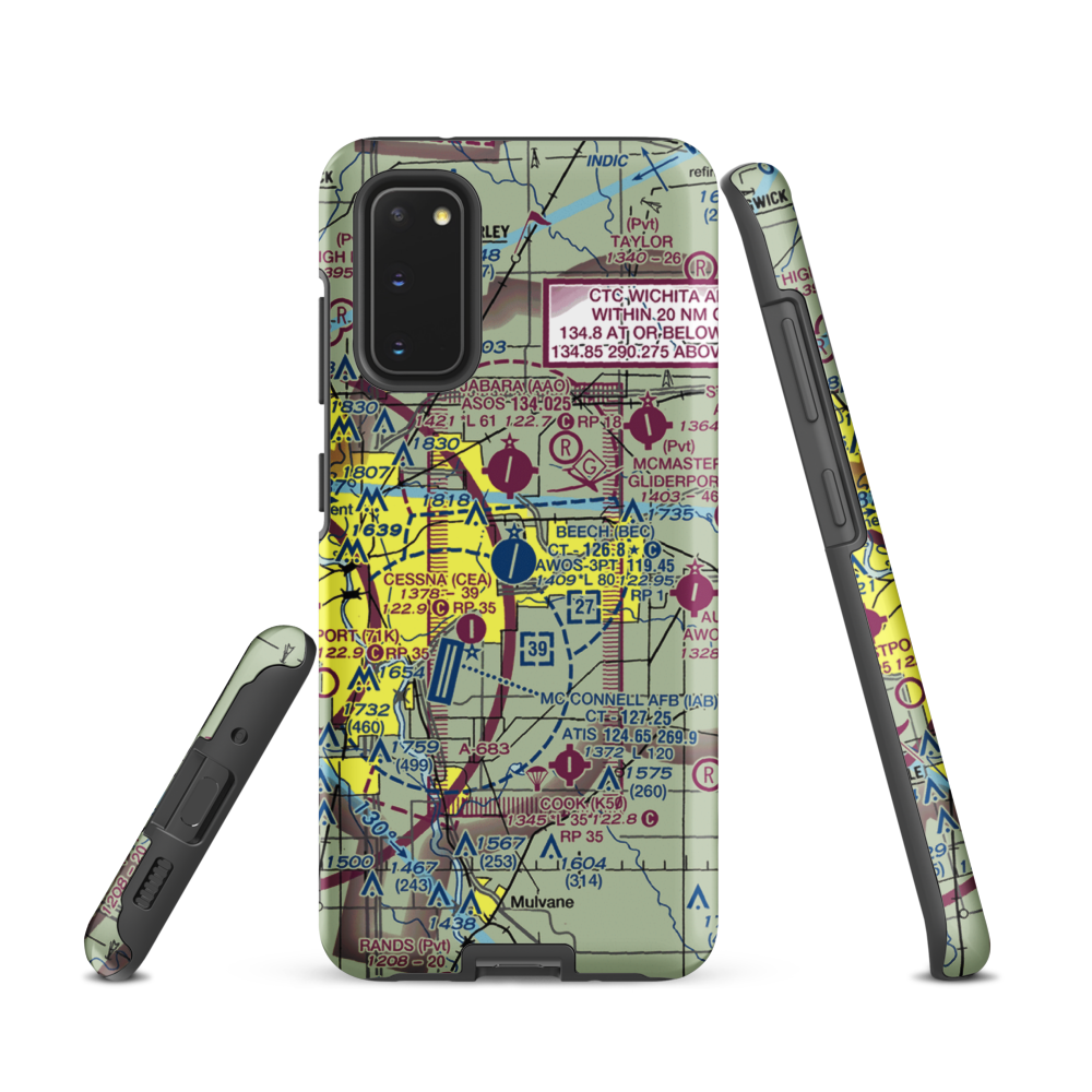 Beech Factory Airport (BEC) VFR Sectional Samsung Phone Case Samsung Galaxy S20 model shown