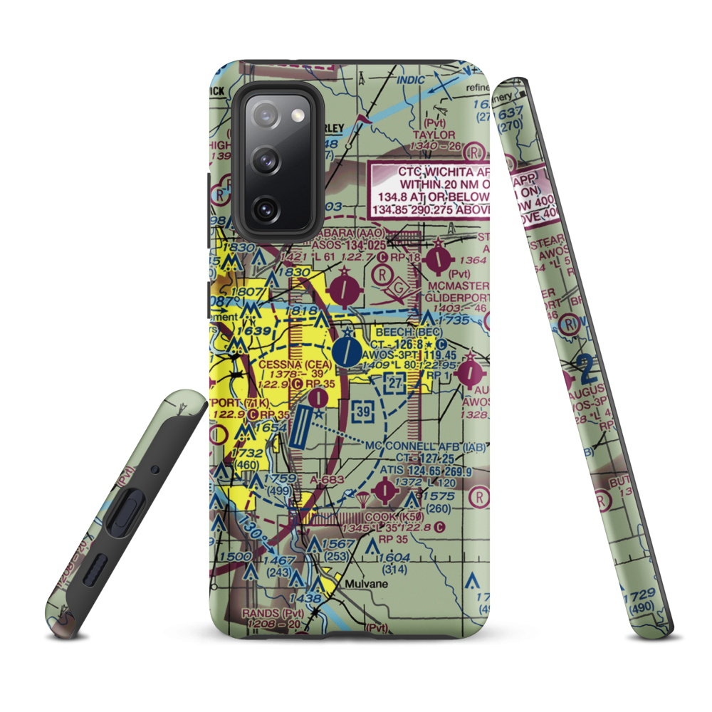 Beech Factory Airport (BEC) VFR Sectional Samsung Phone Case Samsung Galaxy S20 FE model shown