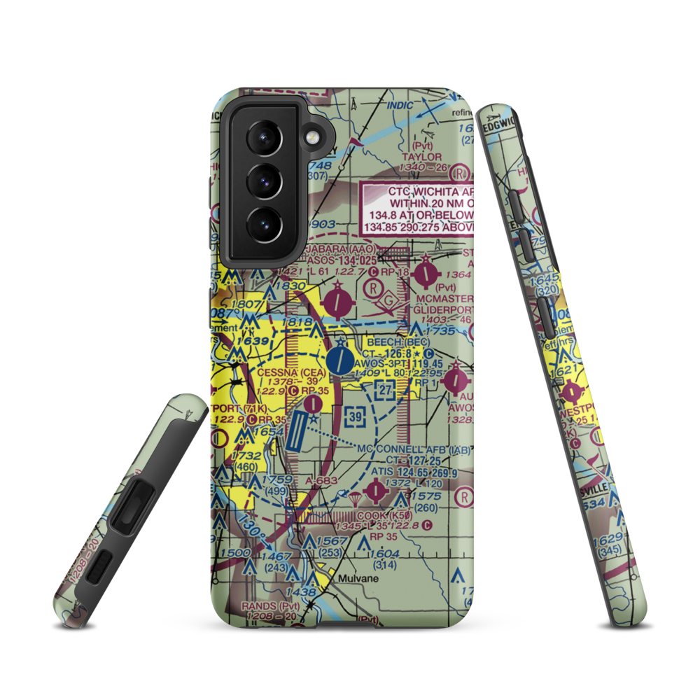 Beech Factory Airport (BEC) VFR Sectional Samsung Phone Case Samsung Galaxy S21 model shown