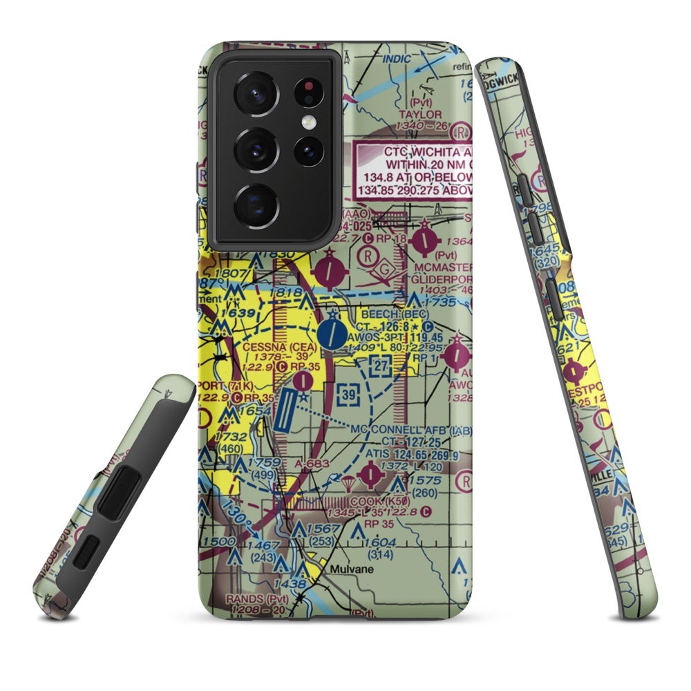 Beech Factory Airport (BEC) VFR Sectional Samsung Phone Case Samsung Galaxy S21 Plus model shown