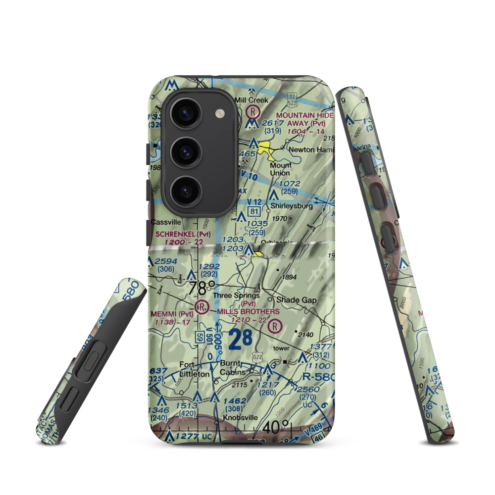 Beers Farm Airport (PN73) VFR Sectional Samsung Phone Case Samsung Galaxy S23 model shown