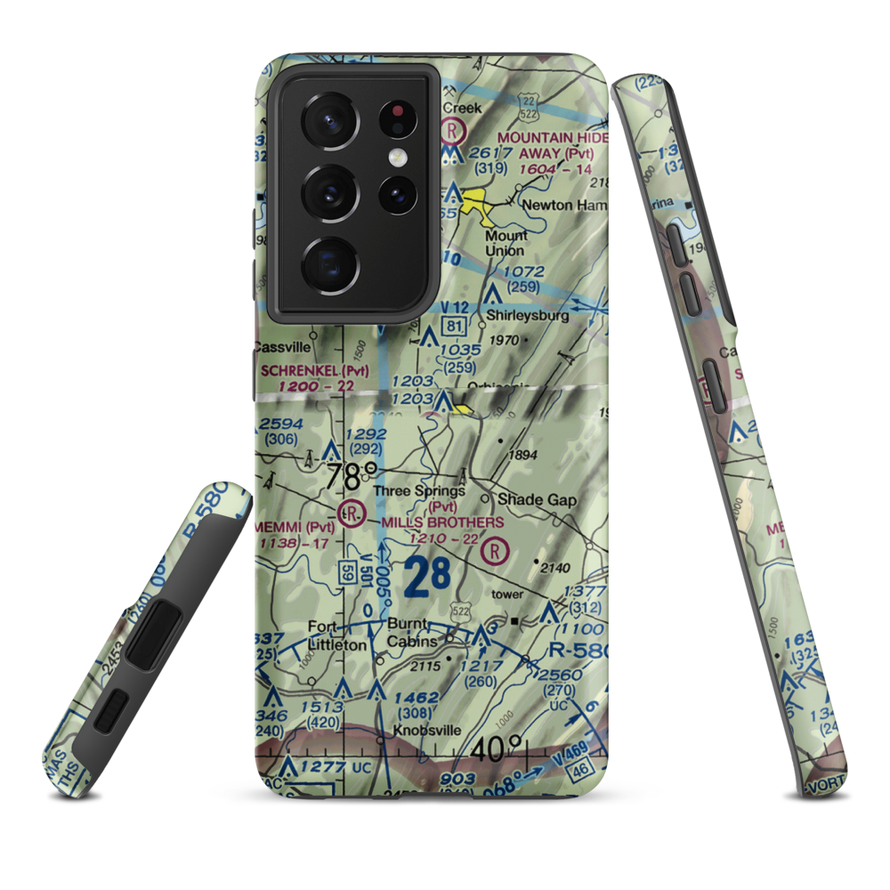 Beers Farm Airport (PN73) VFR Sectional Samsung Phone Case Samsung Galaxy S21 Plus model shown