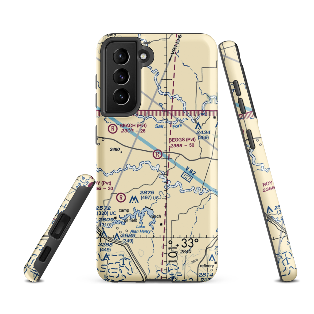 Beggs Ranch Airport (9TX6) VFR Sectional Samsung Phone Case Samsung Galaxy S21 FE model shown