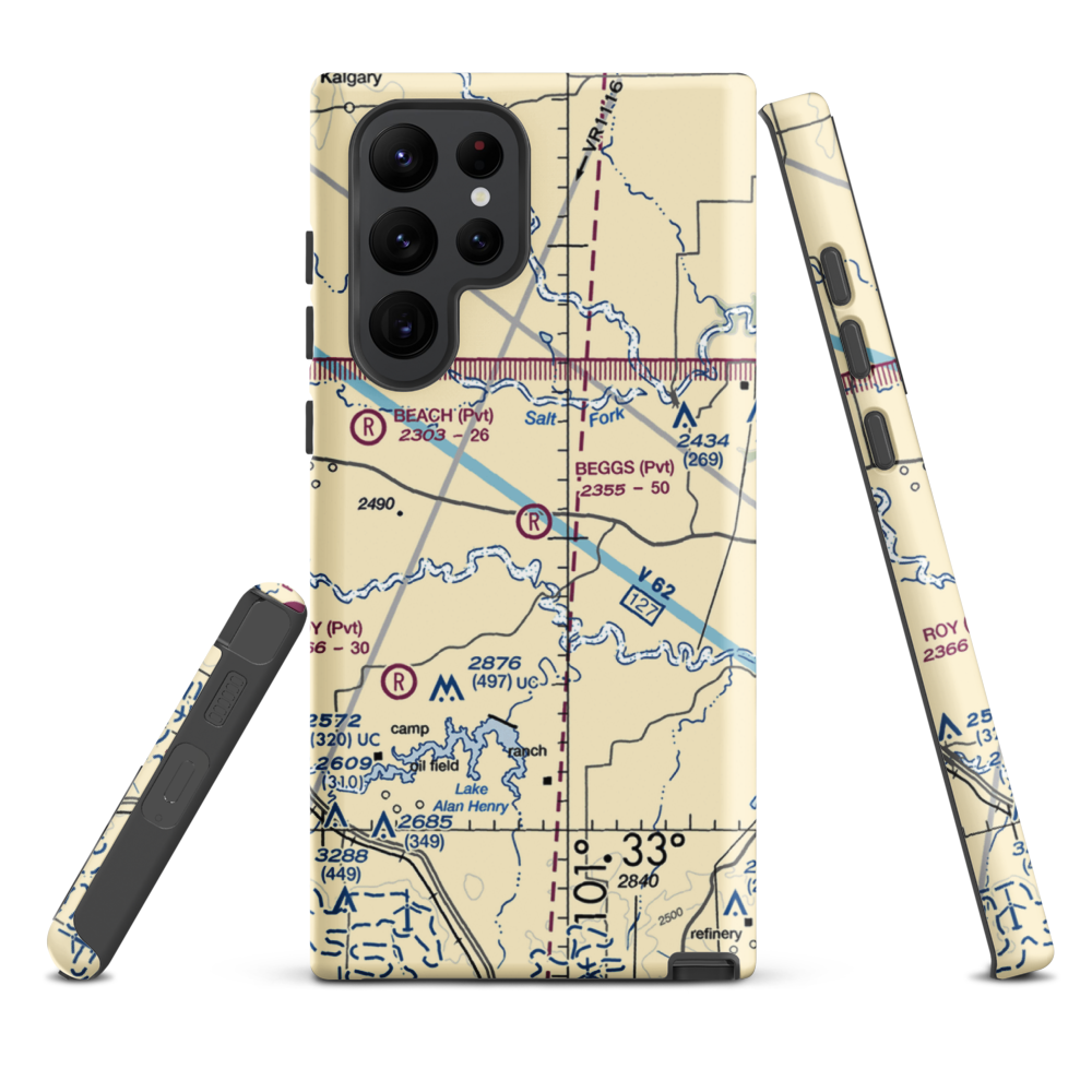 Beggs Ranch Airport (9TX6) VFR Sectional Samsung Phone Case Samsung Galaxy S22 Ultra model shown
