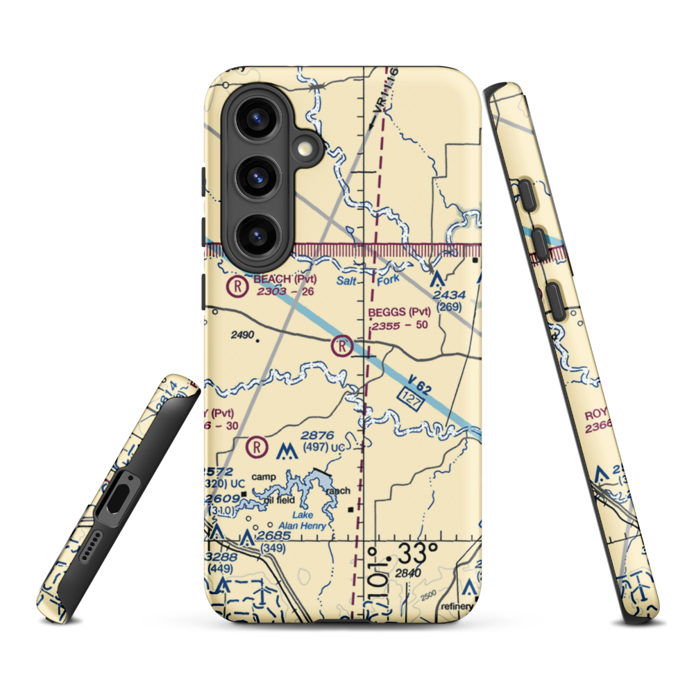 Beggs Ranch Airport (9TX6) VFR Sectional Samsung Phone Case Samsung Galaxy S24 Plus model shown
