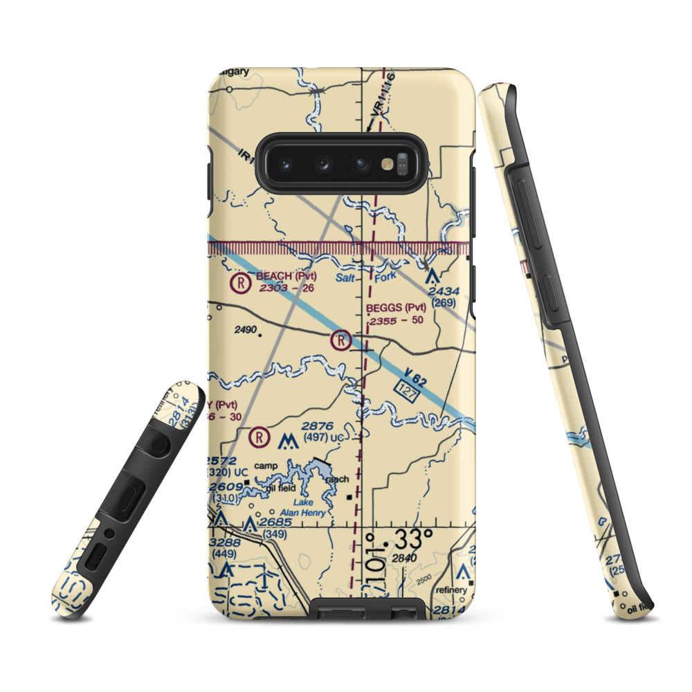 Beggs Ranch Airport (9TX6) VFR Sectional Samsung Phone Case Samsung Galaxy S10 Plus model shown