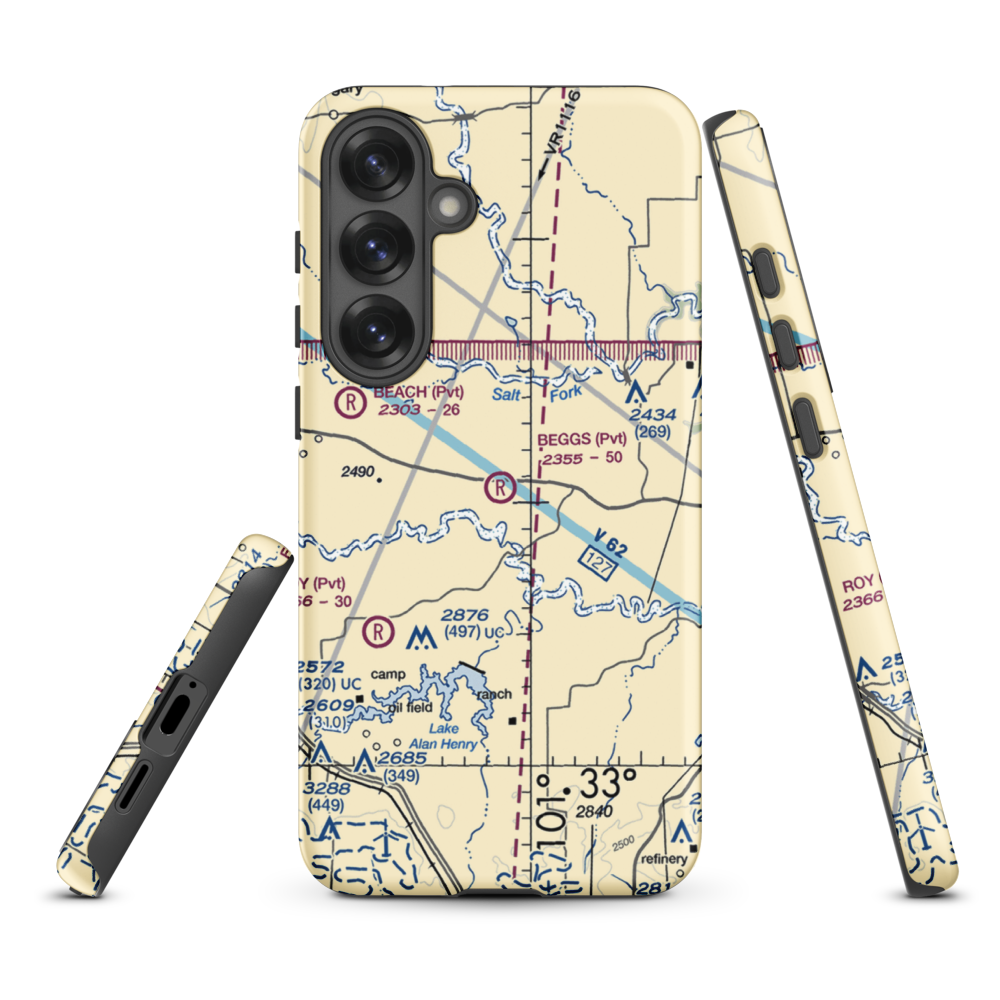 Beggs Ranch Airport (9TX6) VFR Sectional Samsung Phone Case Samsung Galaxy S25 Plus model shown