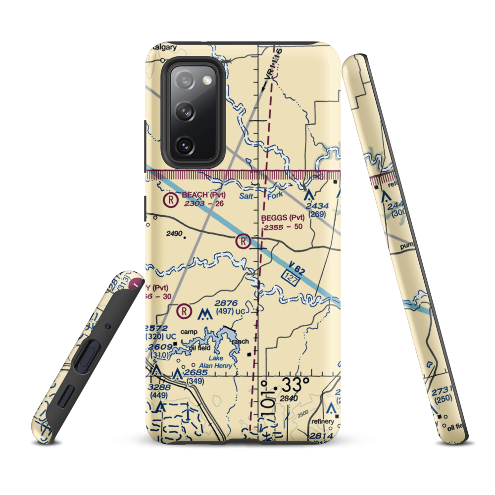 Beggs Ranch Airport (9TX6) VFR Sectional Samsung Phone Case Samsung Galaxy S20 FE model shown