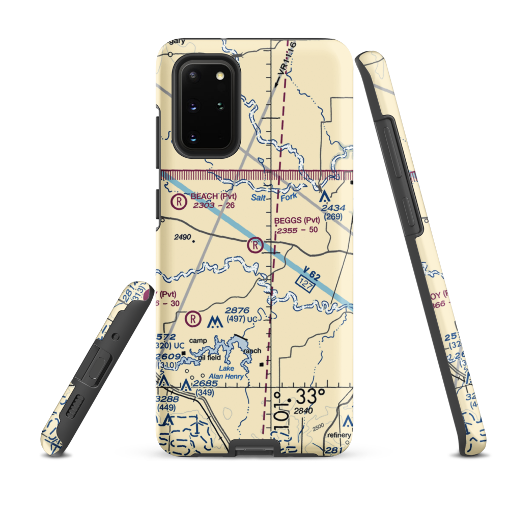 Beggs Ranch Airport (9TX6) VFR Sectional Samsung Phone Case Samsung Galaxy S20 Plus model shown