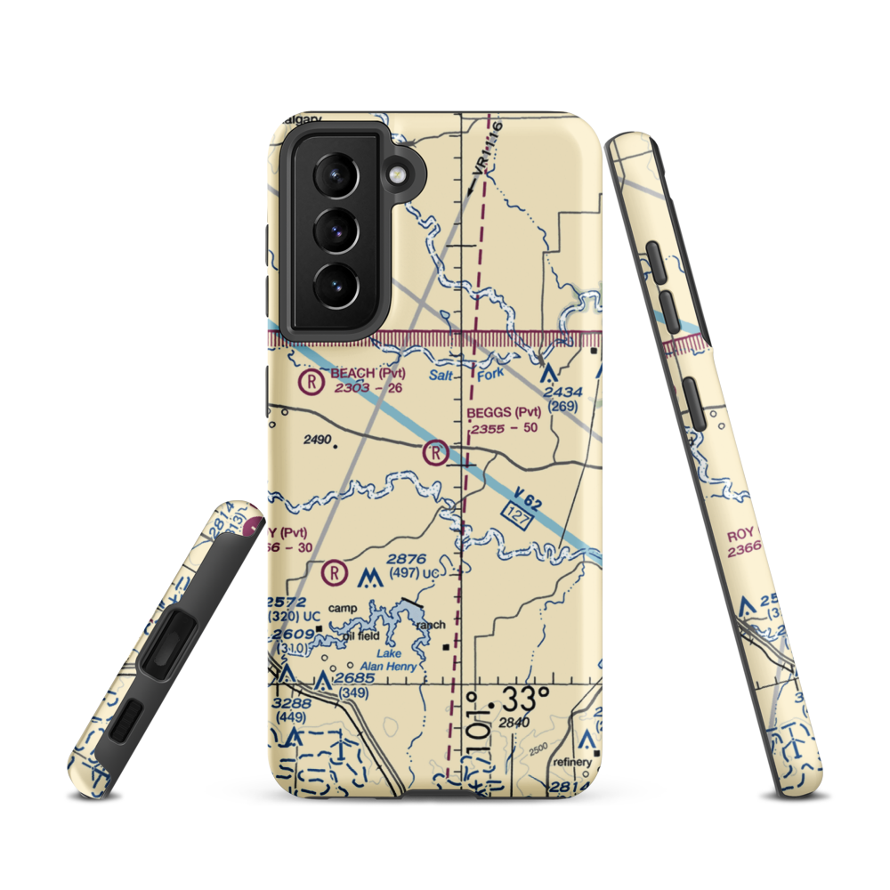 Beggs Ranch Airport (9TX6) VFR Sectional Samsung Phone Case Samsung Galaxy S21 model shown