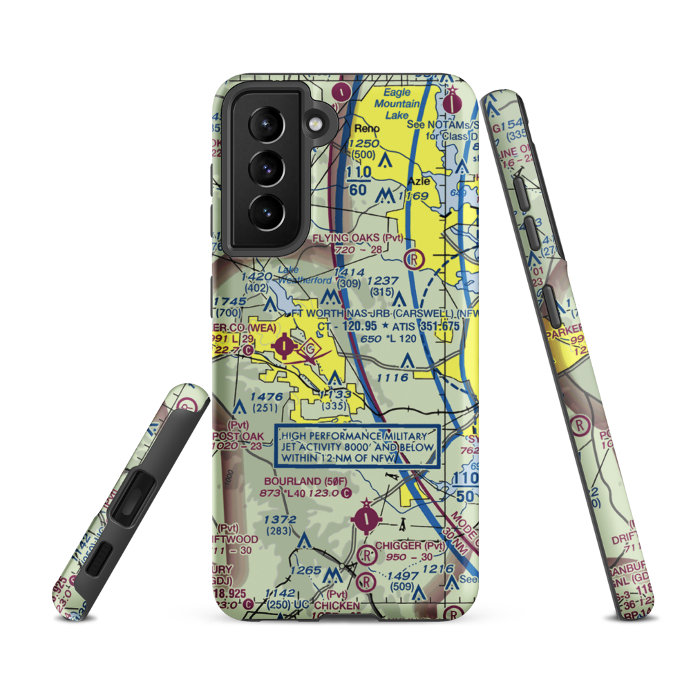 Beggs Ranch/Aledo/ Airport (TX15) VFR Sectional Samsung Phone Case Samsung Galaxy S21 FE model shown