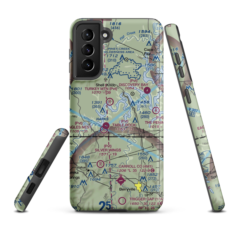 Bel-Voir Acres Airport (MO61) VFR Sectional Samsung Phone Case Samsung Galaxy S21 Plus model shown