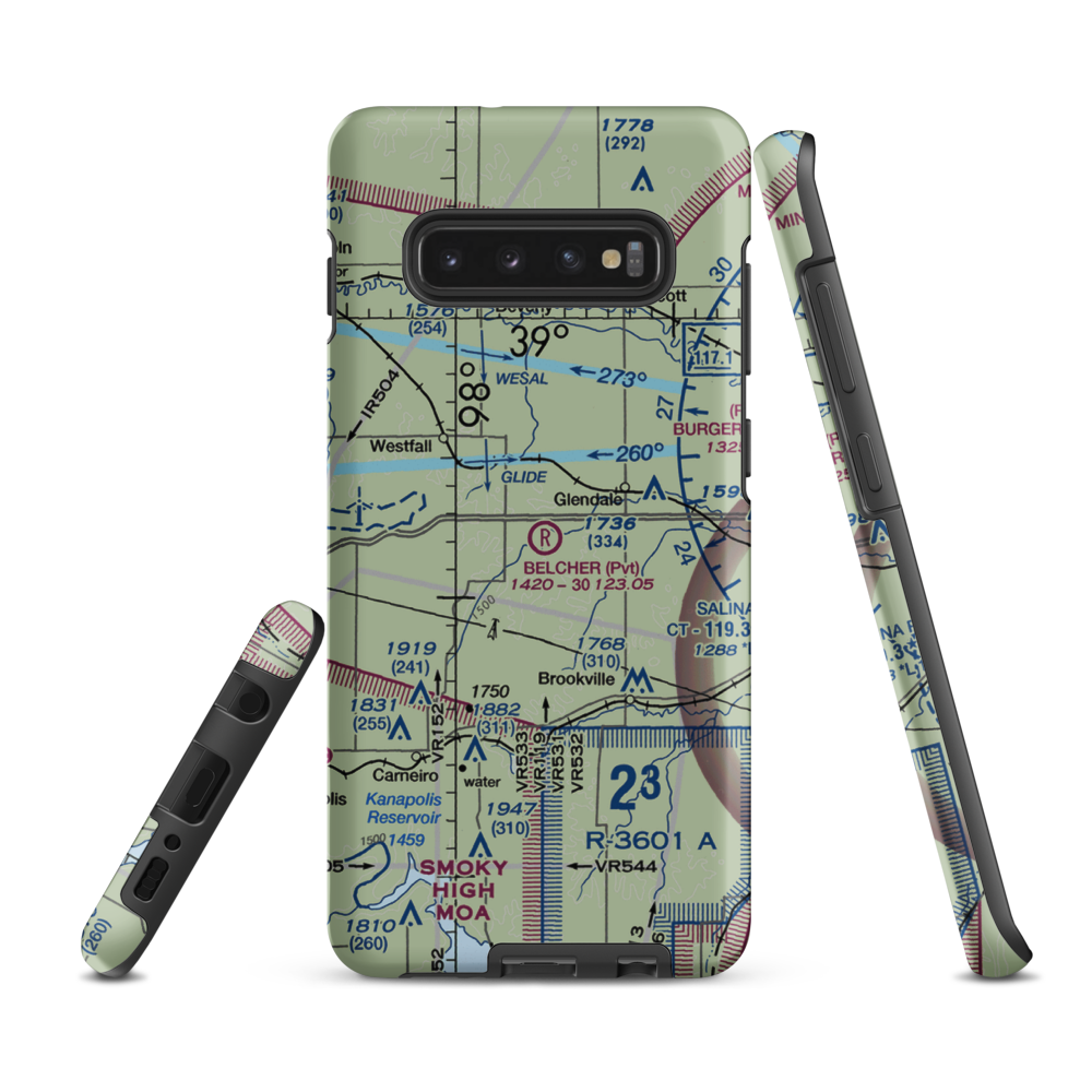 Belcher Airport (SN28) VFR Sectional Samsung Phone Case Samsung Galaxy S10e model shown