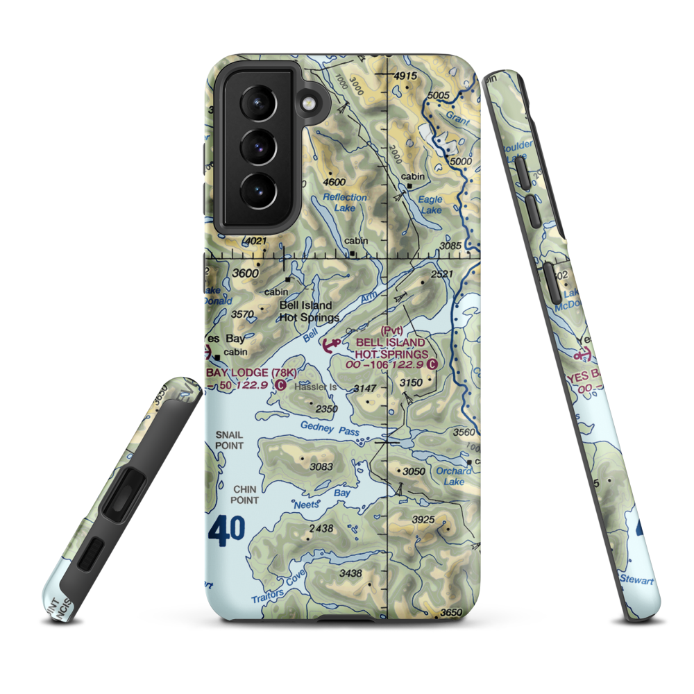 Bell Island Hot Springs Seaplane Base (KBE) VFR Sectional Samsung Phone Case Samsung Galaxy S21 Plus model shown