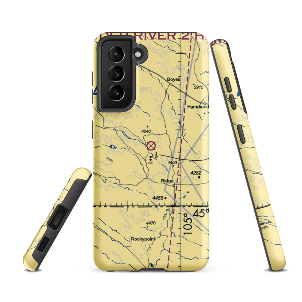 Belle Creek Airport (3V7) VFR Sectional Samsung Phone Case Samsung Galaxy S21 FE model shown