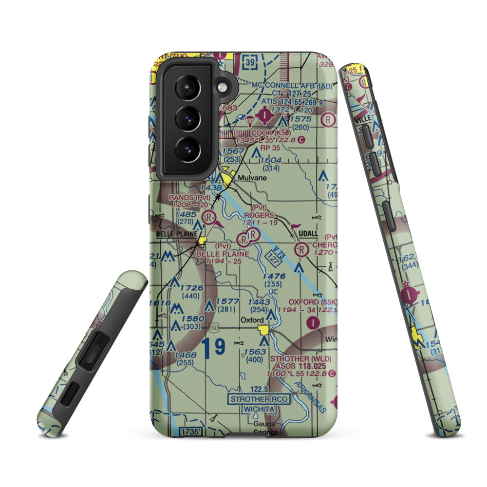 Belle Plaine Farms Airport (SN10) VFR Sectional Samsung Phone Case Samsung Galaxy S21 FE model shown