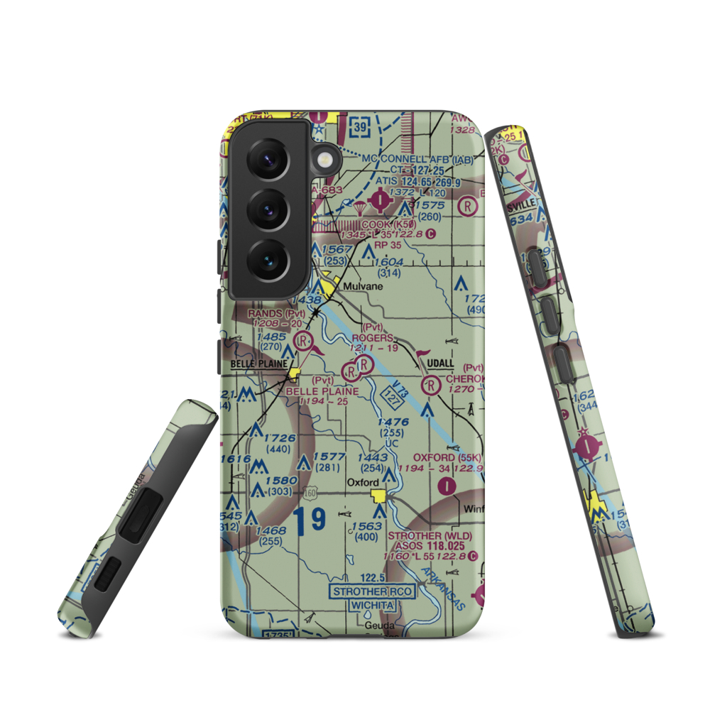 Belle Plaine Farms Airport (SN10) VFR Sectional Samsung Phone Case Samsung Galaxy S22 model shown