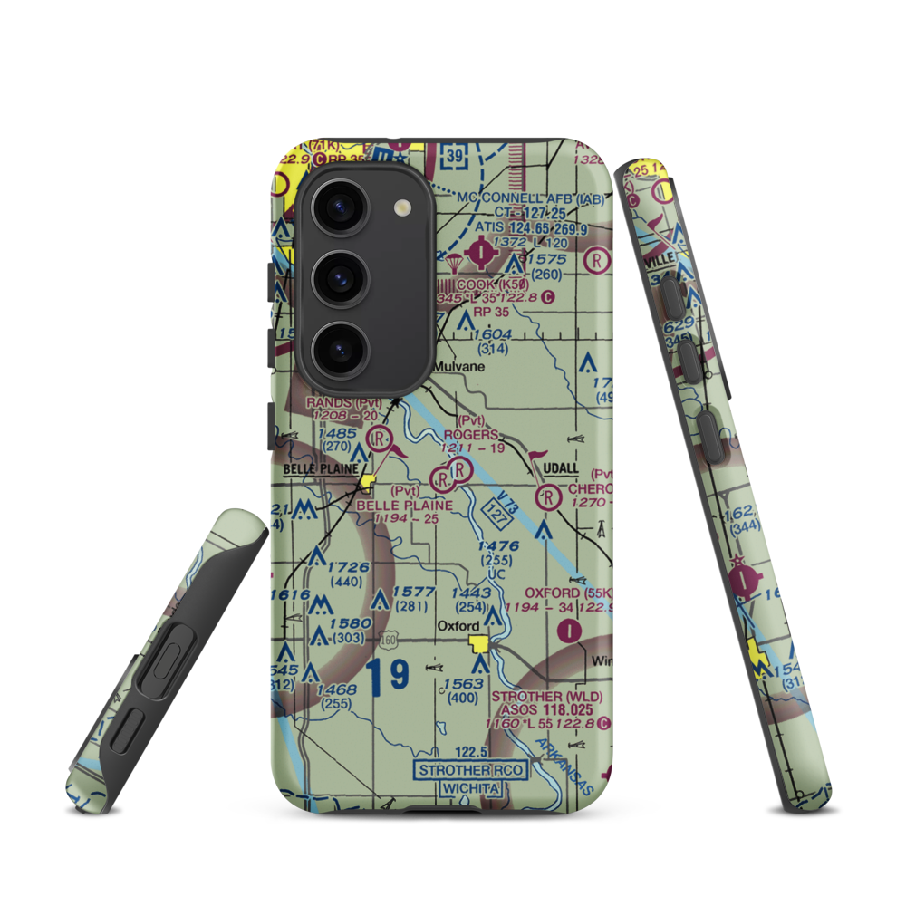 Belle Plaine Farms Airport (SN10) VFR Sectional Samsung Phone Case Samsung Galaxy S23 model shown
